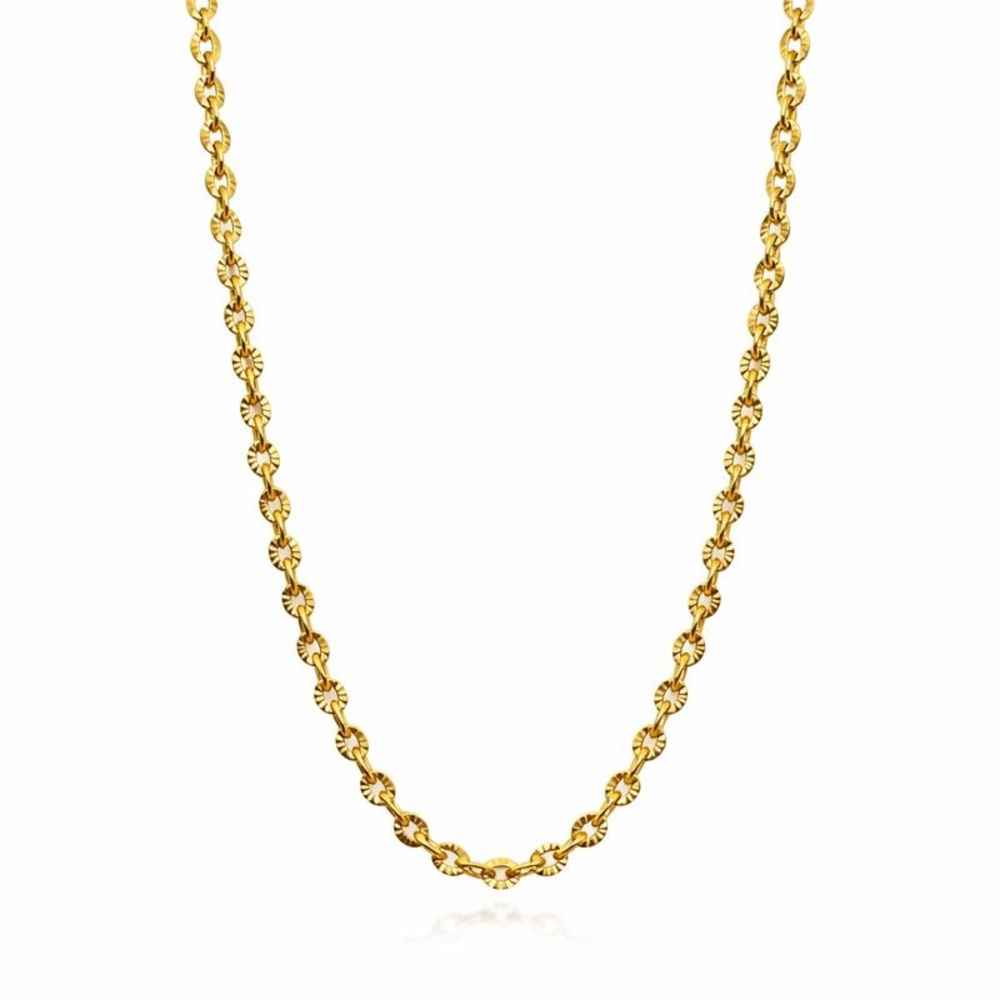 3mm | Gold | Stainless Steel | Diamond Cut Oval Link Cable Chain